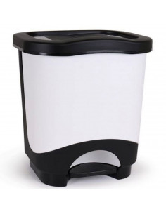 Cubo para basura de 18 litros con medidas de 40 x 31 x 27,5 cm, de color blanco y negro. Recipiente para reciclado para hogar o