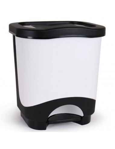 Cubo para basura de 18 litros con medidas de 40 x 31 x 27,5 cm, de color blanco y negro. Recipiente para reciclado para hogar o