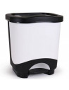 Cubo para basura de 18 litros con medidas de 40 x 31 x 27,5 cm, de color blanco y negro. Recipiente para reciclado para hogar o