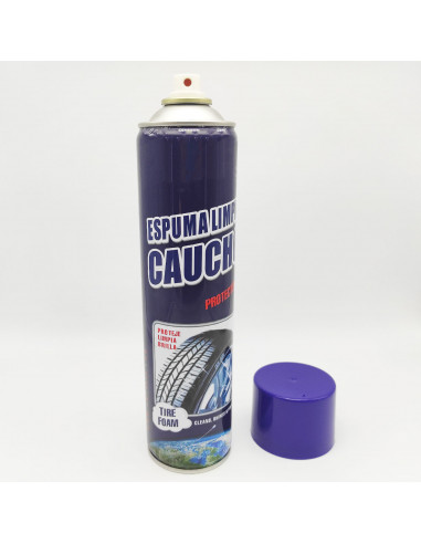 Tradineur - Espuma limpia caucho con pulverización en spray, limpieza profunda, proteje, limpia y brilla, abrillantador de neumá