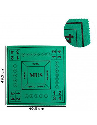 Tradineur - Tapete de mus, 2 a 4 jugadores, mantel, alfombrilla de fieltro para juegos de mesa, salón, cartas, grosor 2 mm (Verd