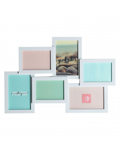 Marco para 6 fotos de pared  de color surtido y múltiple 45,5 x 31 x 2,5 cm, decoración del hogar. Multimarco portafotos de plás