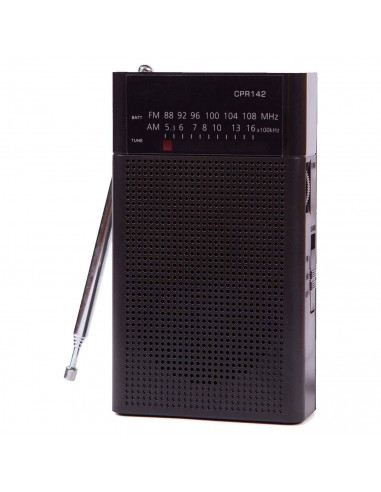Tradineur - Radio de bolsillo vertical - Sintonizador AM/FM - Sintonizador con Indicador - Pilas no incluidas - 12 x 7 x 4 cm -