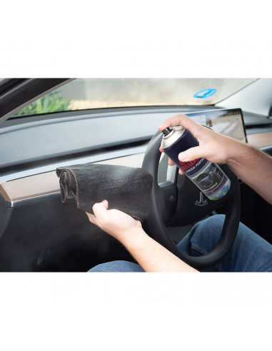 Tradineur - Spray abrillantador de silicona para salpicadero y volante de coche, moto, vehículos, brilla, protege y lubrica, 450