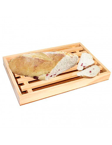 Tradineur - Tabla para cortar pan de madera con recogemigas y rejilla extraíble, madera natural, cocina - 32 x 22 x 2,5 cm