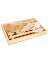 Tradineur - Tabla para cortar pan de madera con recogemigas y rejilla extraíble, madera natural, cocina - 32 x 22 x 2,5 cm