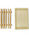 Tradineur - Tabla para cortar pan de madera con recogemigas y rejilla extraíble, madera natural, cocina - 32 x 22 x 2,5 cm