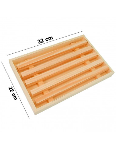 Tradineur - Tabla para cortar pan de madera con recogemigas y rejilla extraíble, madera natural, cocina - 32 x 22 x 2,5 cm
