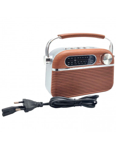 Tradineur - Radio vintage "Blues" clásico con asa - Sintonizador AM/FM/SW - Sintonizador con Indicador - Batería recargable - Bl