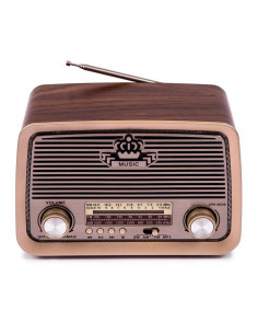 Tradineur - Radio vintage "INDIE" con diseño antiguo - Sintonizador AM/FM/SW - Sintonizador con Indicador - Bluetooth - Conector