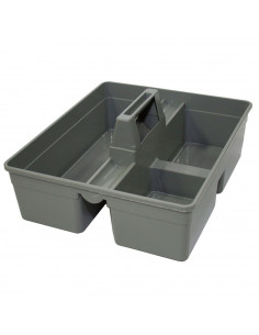 Bandeja de plástico de color gris para guardar utensilios de limpieza, de 11x 38 x 32,5 cm. Caja almacenamiento para trabajos de
