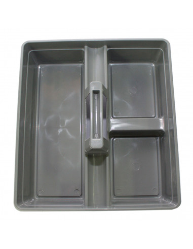 Bandeja de plástico de color gris para guardar utensilios de limpieza, de 11x 38 x 32,5 cm. Caja almacenamiento para trabajos de