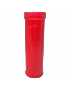 Tradineur - Velón santo, vela litúrgica de parafina y cera vegetal, decoración de iglesias, cementerios, tumbas (Rojo, 21,5 cm)