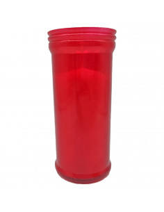 Tradineur - Vela de santo, velón litúrgico de parafina y cera vegetal, decoración de iglesias, cementerios, tumbas (Rojo, 13,5 c
