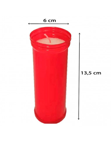 Tradineur - Vela de santo, velón litúrgico de parafina y cera vegetal, decoración de iglesias, cementerios, tumbas (Rojo, 13,5 c