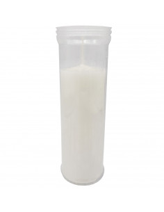 Tradineur - Vela santa, velón litúrgico de parafina y cera vegetal, decoración de iglesias, cementerios, tumbas (Blanco, 18,5 cm