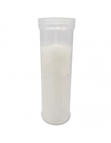 Tradineur - Vela santa, velón litúrgico de parafina y cera vegetal, decoración de iglesias, cementerios, tumbas (Blanco, 18,5 cm
