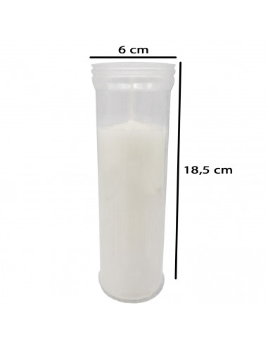 Tradineur - Vela santa, velón litúrgico de parafina y cera vegetal, decoración de iglesias, cementerios, tumbas (Blanco, 18,5 cm