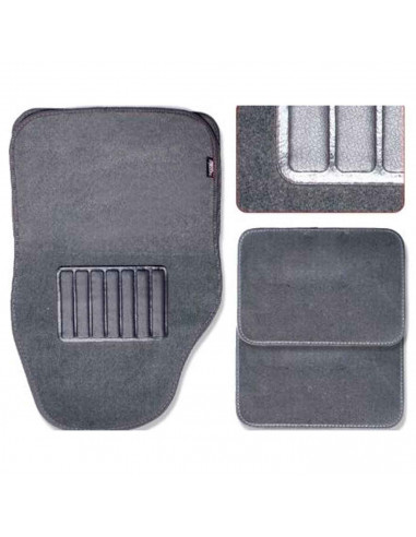 Tradineur - Juego 4 alfombras universales para coche - Alfombrillas fabricadas en terciopelo resistente, antideslizante y flexib