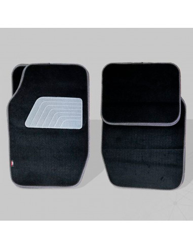 Tradineur - Juego 4 alfombras universales para coche - Alfombrillas de terciopelo, antideslizantes, resistentes, flexibles, vehí