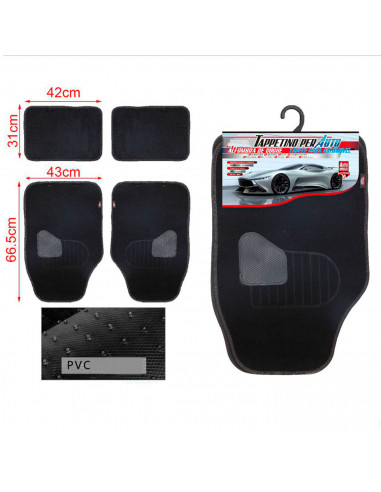 Tradineur - Juego 4 alfombras universales para coche - Alfombrillas de terciopelo, antideslizantes, resistentes, flexibles, vehí