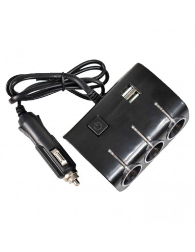 Tradineur - Enchufe múltiple para coches - Tomás de encendedor de cigarros - Cargadores USB - Compatible con Smartphones, Tablet