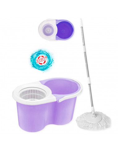 Tradineur - Set de cubo y fregona "Balerina", mango telescópico 95 - 113 cm, giro de 360º, cabezal de microfibra y escurridor ce