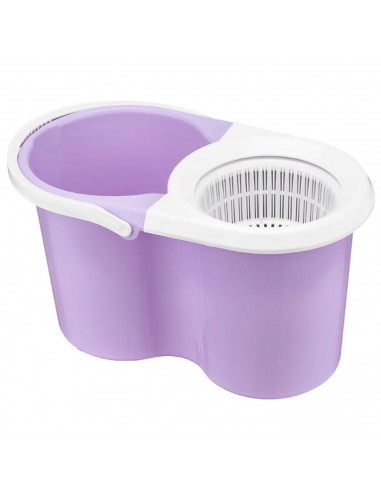 Tradineur - Set de cubo y fregona "Balerina", mango telescópico 95 - 113 cm, giro de 360º, cabezal de microfibra y escurridor ce