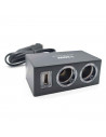 Tradineur - Enchufe doble para coches - Tomás de encendedor de cigarros - Cargador USB - Compatible con Smartphones, Tablets, GP