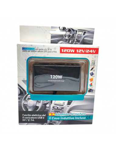 Tradineur - Enchufe doble para coches - Tomás de encendedor de cigarros - Cargador USB - Compatible con Smartphones, Tablets, GP