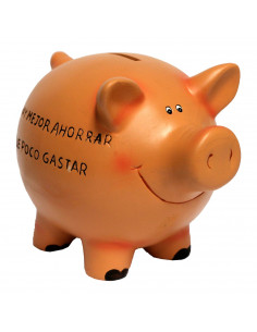 Tradineur - Hucha de cerdito de cerámica con llave, recipiente decorativo para ahorro de dinero, regalo original para niños y ad