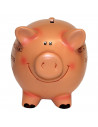 Tradineur - Hucha de cerdito de cerámica con llave, recipiente decorativo para ahorro de dinero, regalo original para niños y ad