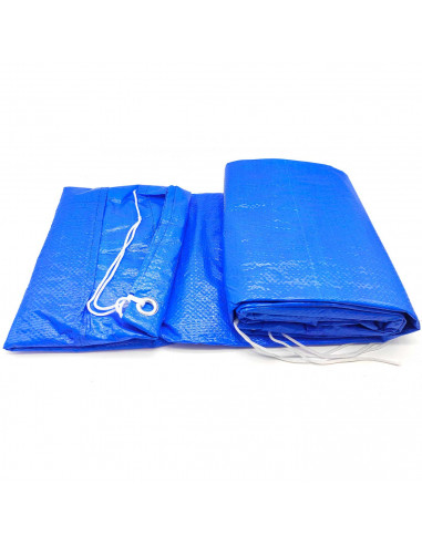 Tradineur - Lona cubre piscina redonda de polietileno, cobertor para piscina desmontable, cubierta de protección, funda (Azul, Ø