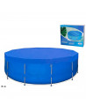 Tradineur - Lona cubre piscina redonda de polietileno, cobertor para piscina desmontable, cubierta de protección, funda (Azul, Ø