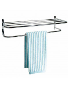 Tradineur - Toallero de baño metálico para pared, soporte de hierro cromado para toallas, sujeción mediante tornillos (Gris, 60
