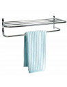 Tradineur - Toallero de baño metálico para pared, soporte de hierro cromado para toallas, sujeción mediante tornillos (Gris, 60