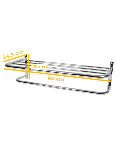 Tradineur - Toallero de baño metálico para pared, soporte de hierro cromado para toallas, sujeción mediante tornillos (Gris, 60