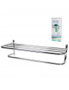 Tradineur - Toallero de baño metálico para pared, soporte de hierro cromado para toallas, sujeción mediante tornillos (Gris, 60