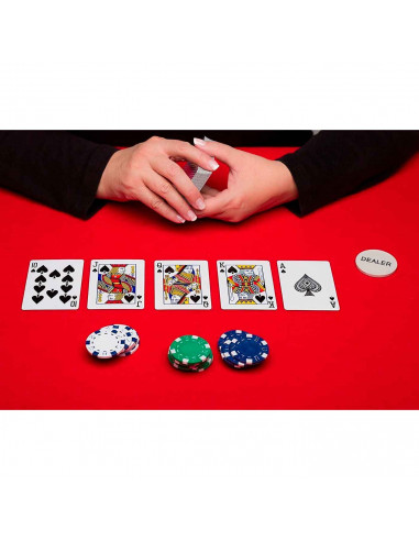 Tradineur - Juego de póker con 300 piezas - Fichas de 11,5 gramos, 2 Barajas de Cartas - Incluye maletín de metal.