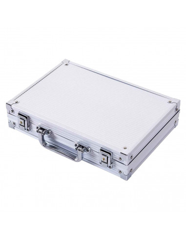 Tradineur - Juego de póker con 200 piezas - Fichas de 11,5 gramos, 2 Barajas de Cartas - Incluye maletín de metal - 8 x 31,5 x 2