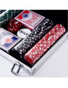 Tradineur - Juego de póker con 200 piezas - Fichas de 11,5 gramos, 2 Barajas de Cartas - Incluye maletín de metal - 8 x 31,5 x 2