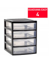 Tradineur - Cajonera guadiana de sobremesa, incluye 4 cajones transparentes, torre de almacenaje, armario, baño, oficina, fabric