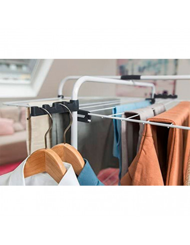 Tradineur - Tendedero vertical de acero con ruedas, 3 niveles, 6 rejillas y 33 metros de tendido, soporte plegable para tender r