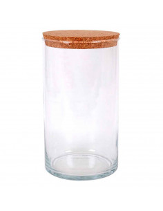 Tradineur - Bote redondo de cristal con tapa de corcho de bambú - Capacidad de 3,5 L - Tarro de almacenamiento para guardar café