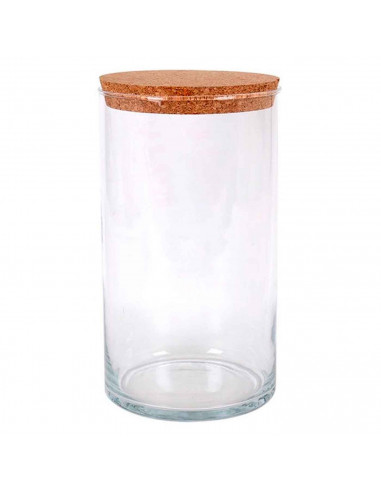Tradineur - Bote redondo de cristal con tapa de corcho de bambú - Capacidad de 3,5 L - Tarro de almacenamiento para guardar café