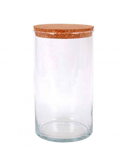 Tradineur - Bote redondo de cristal con tapa de corcho de bambú - Capacidad de 3,5 L - Tarro de almacenamiento para guardar café