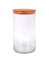 Tradineur - Bote redondo de cristal con tapa de corcho de bambú - Capacidad de 3,5 L - Tarro de almacenamiento para guardar café