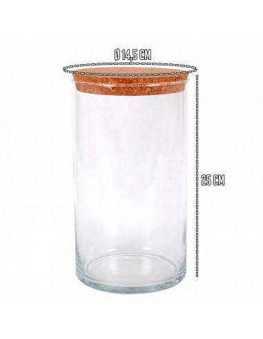 Tradineur - Bote redondo de cristal con tapa de corcho de bambú - Capacidad de 3,5 L - Tarro de almacenamiento para guardar café