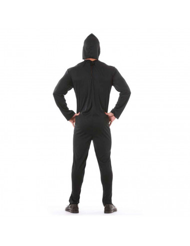 Tradineur - Disfraz de esqueleto, mono de color negro con diseño de huesos color blanco para jóvenes y adultos para carnaval, ha