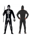 Tradineur - Disfraz de esqueleto, mono de color negro con diseño de huesos color blanco para jóvenes y adultos para carnaval, ha
